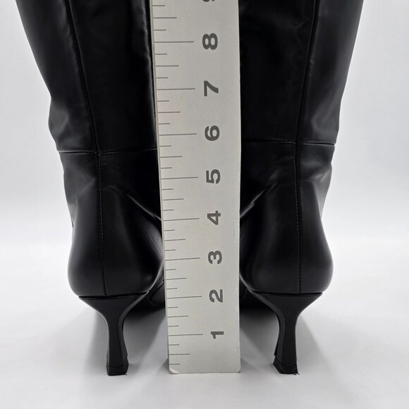 Zara Black Knee High Kitten Heel Boots - Picture 10 of 16